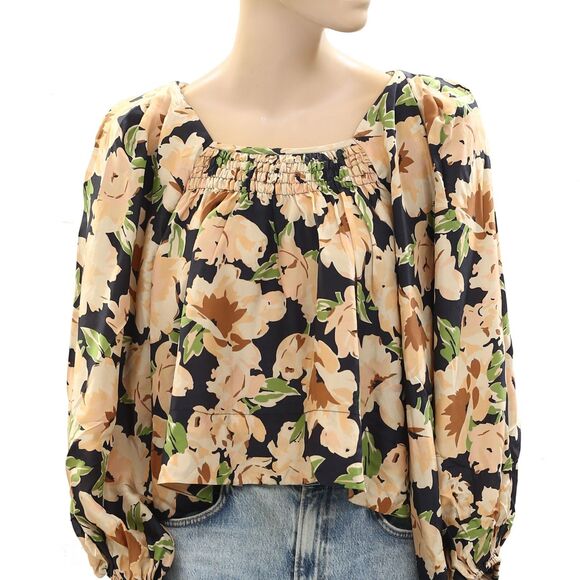 The Great The Magpie Blouse Top Floral Printed Smocked Balloon Sleeve L 279860 - Picture 7 of 9